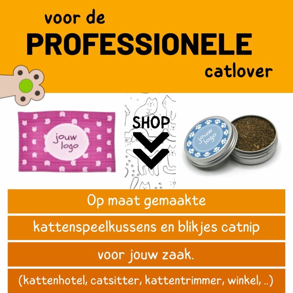 greenPAWS maakt kattenspeelgoed en blikjes kattenkruid met het logo van je zaak.